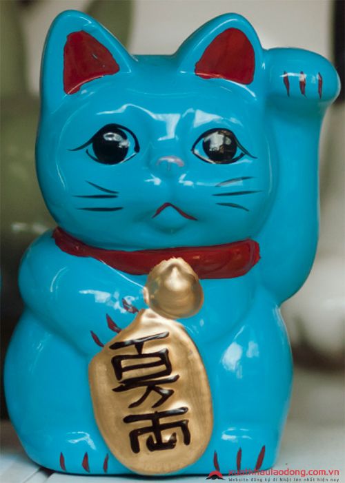 mèo maneki neko xanh dương
