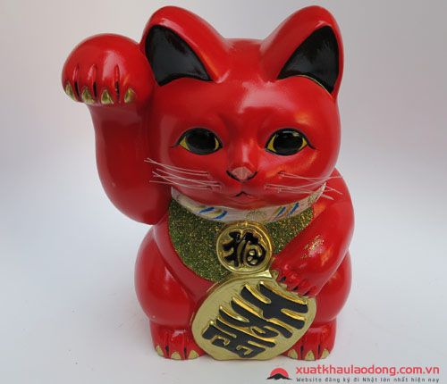 mèo maneki neko đỏ