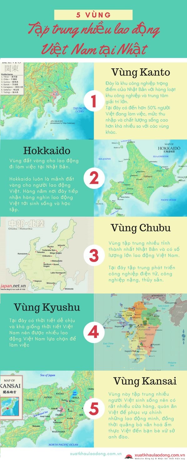 vùng tập trung nhiều lao động Việt Nam tại Nhật Bản
