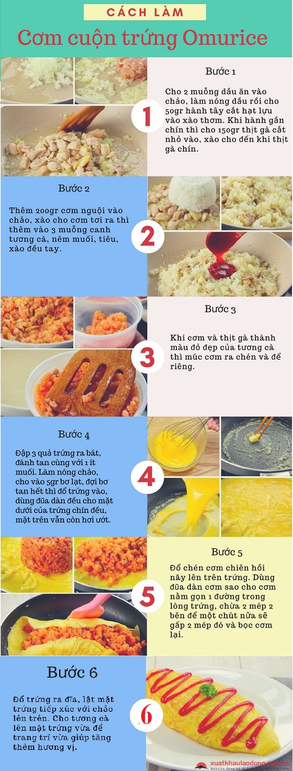 Cách làm cơm cuộn trứng omurice nhật bản