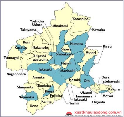 Bản đồ tỉnh Gunma