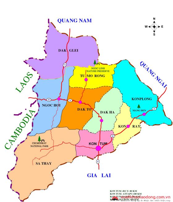 Bản đồ tỉnh Kon Tum