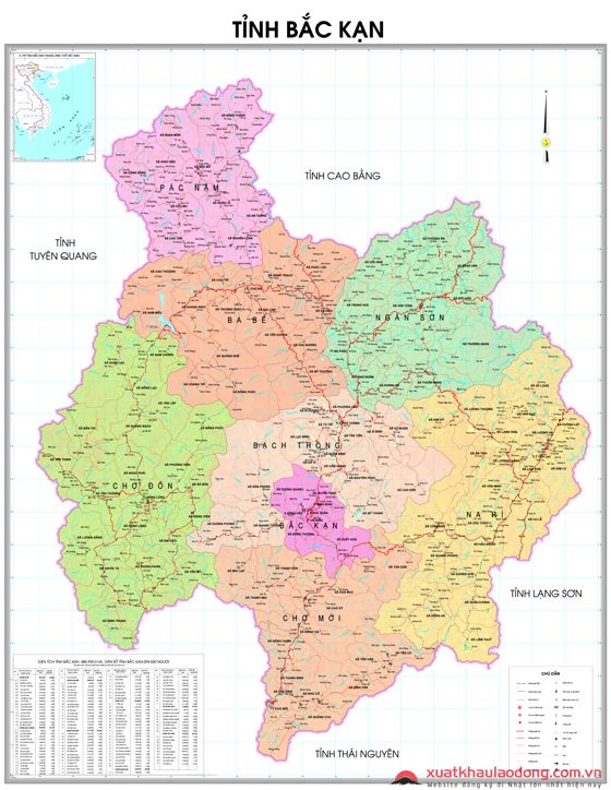 Bản đồ tỉnh Bắc Kan