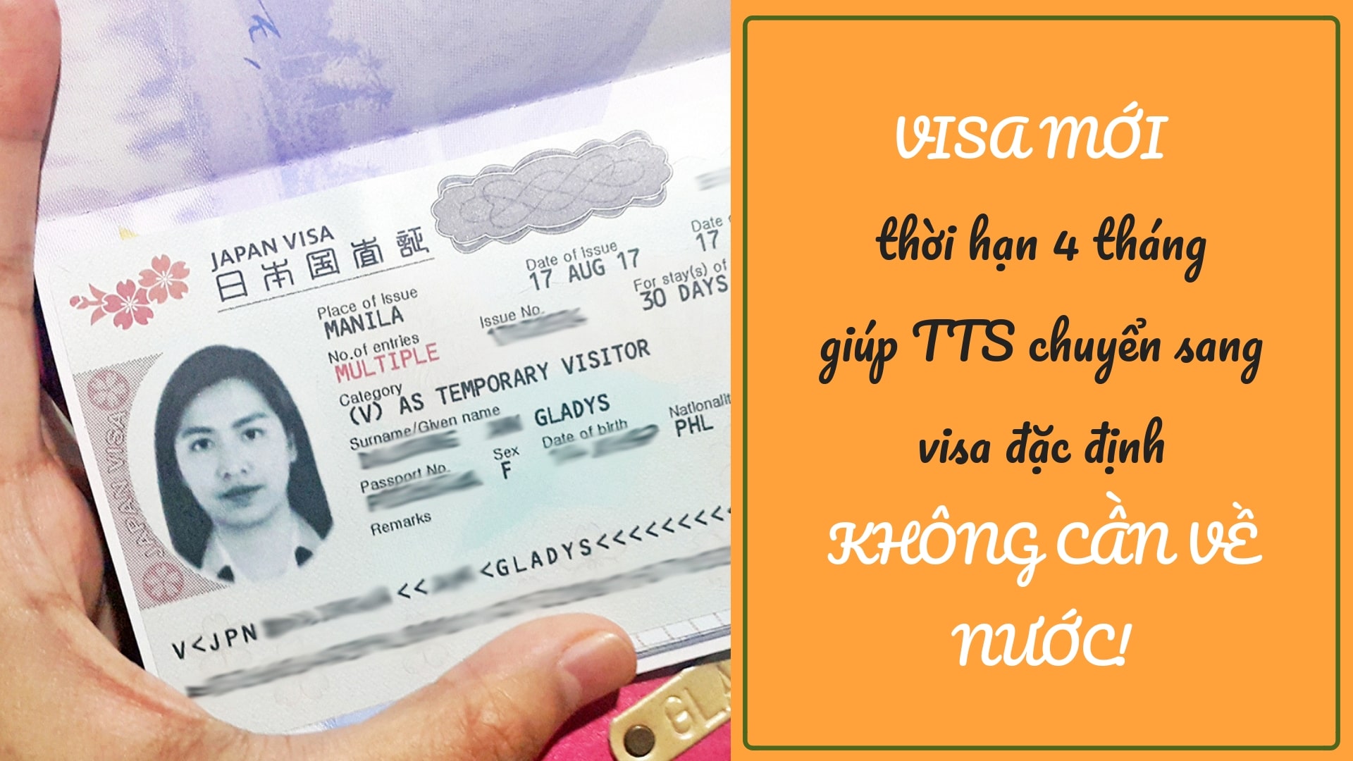 VISA MỚI  thời hạn 4 tháng – giúp TTS chuyển sang visa đặc định KHÔNG CẦN VỀ NƯỚC!