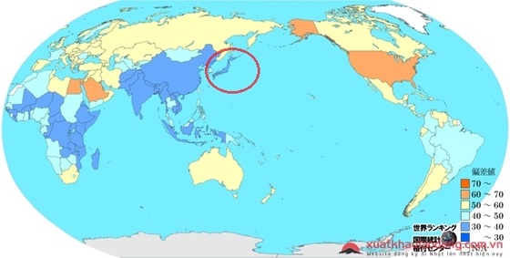 Vị trí của Nhật Bản trên bản đồ thế giới